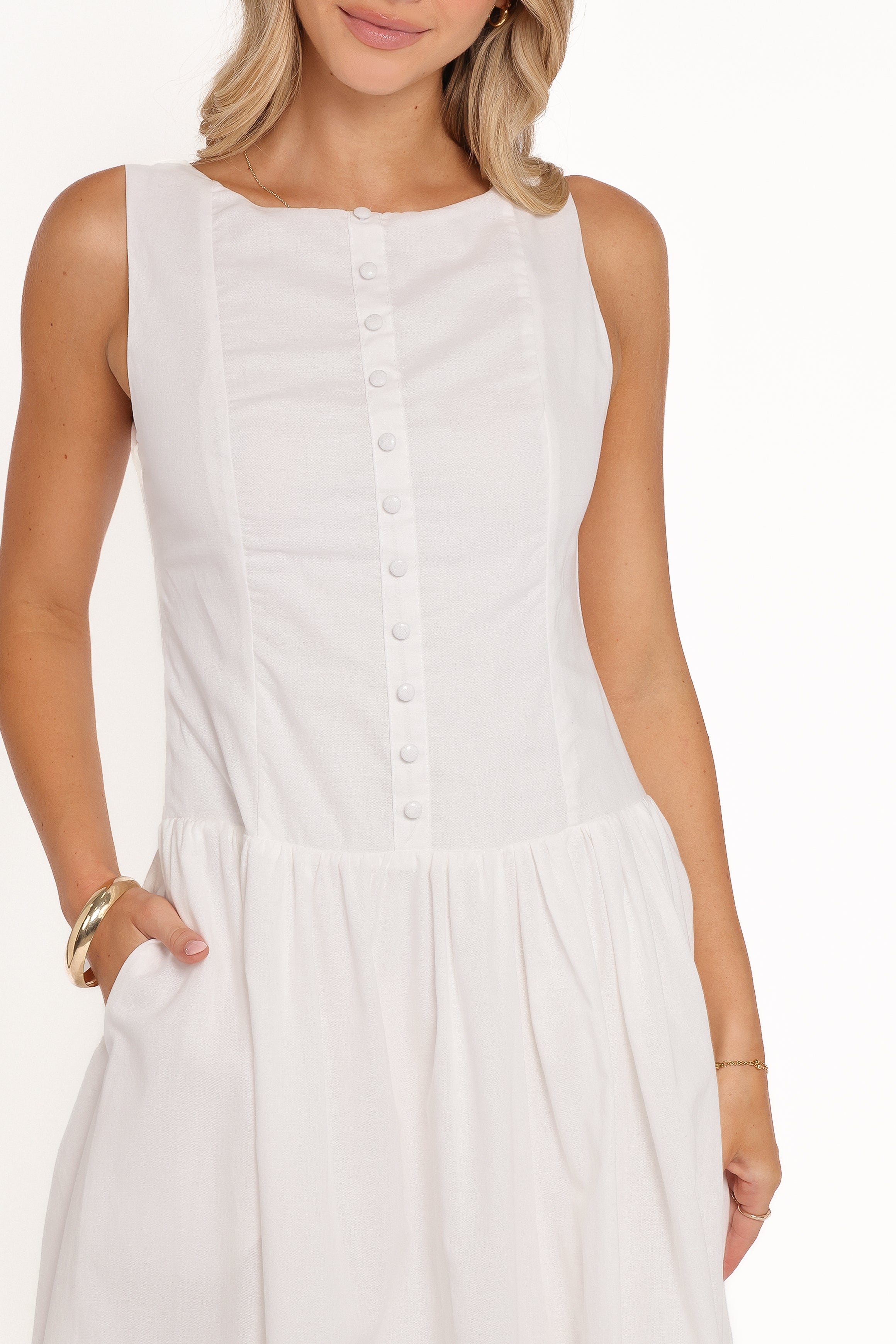 DRESSES Evie Button Front Maxi Dress - White