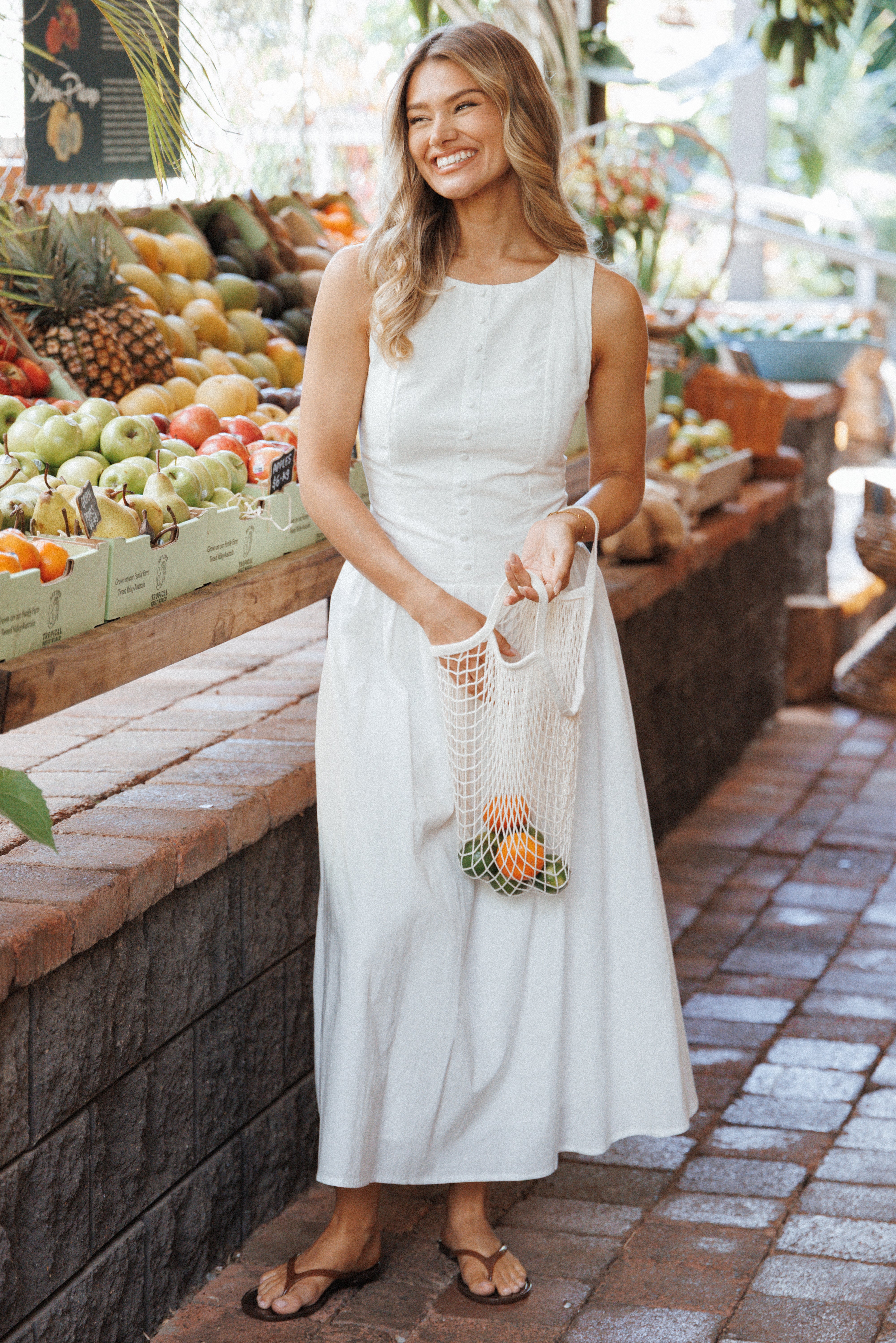 DRESSES Evie Button Front Maxi Dress - White