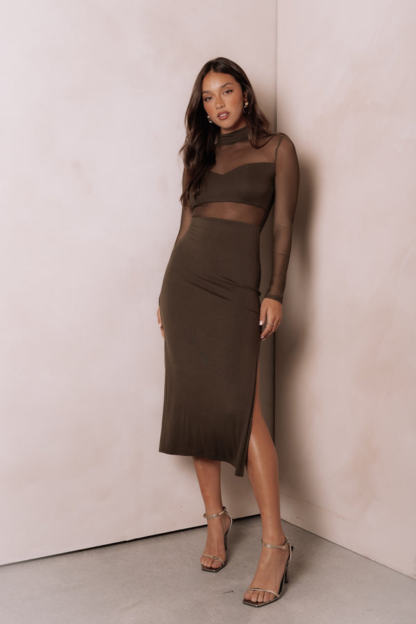 DRESSES Farrow Long Sleeve Midi Dress - Olive