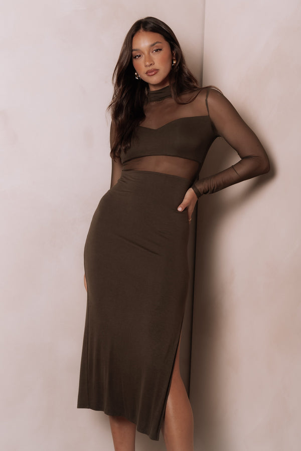 DRESSES Farrow Long Sleeve Midi Dress - Olive