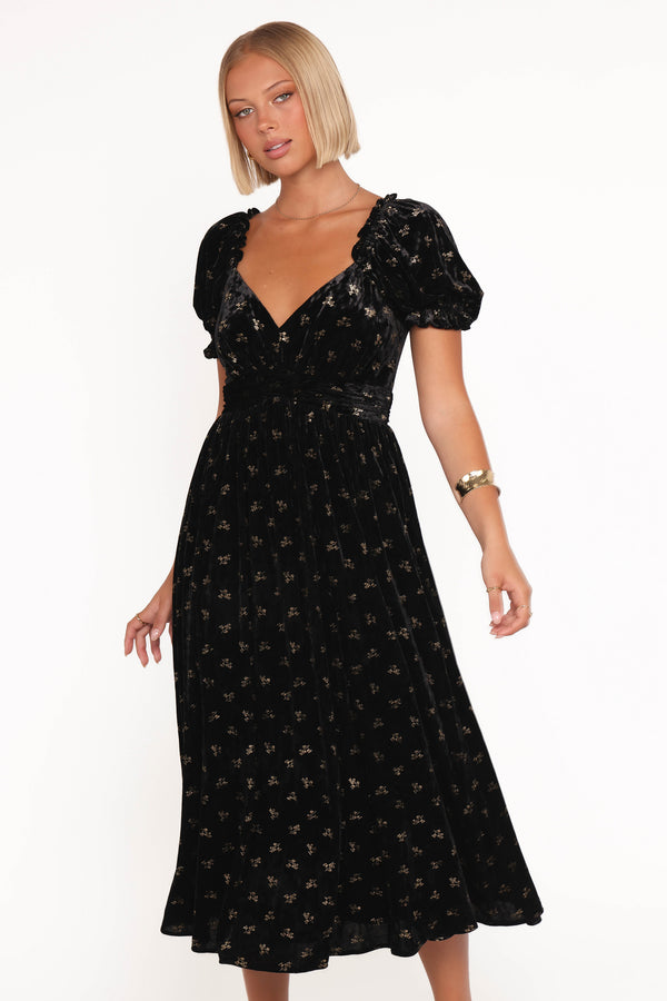 DRESSES Farryn Maxi Dress - Black/Gold Velvet
