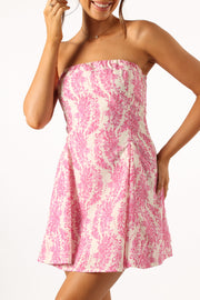 DRESSES @Fawn Strapless Mini Dress - Pink Floral