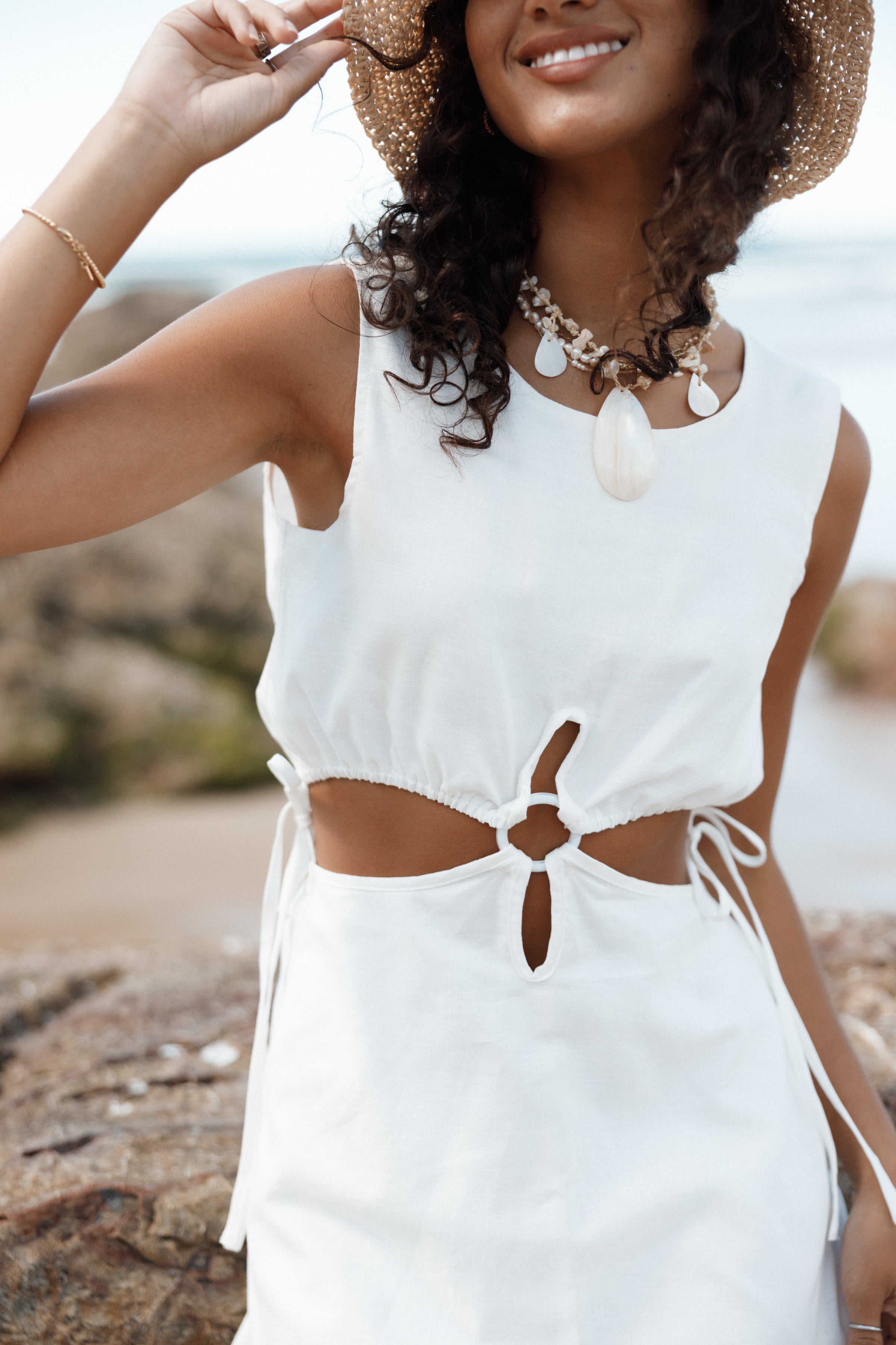 DRESSES Faye Cut Out Mini Dress - White