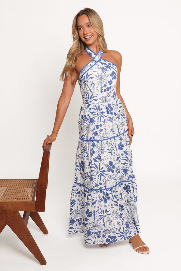DRESSES Fernanda Halterneck Maxi Dress - Blue Tropical