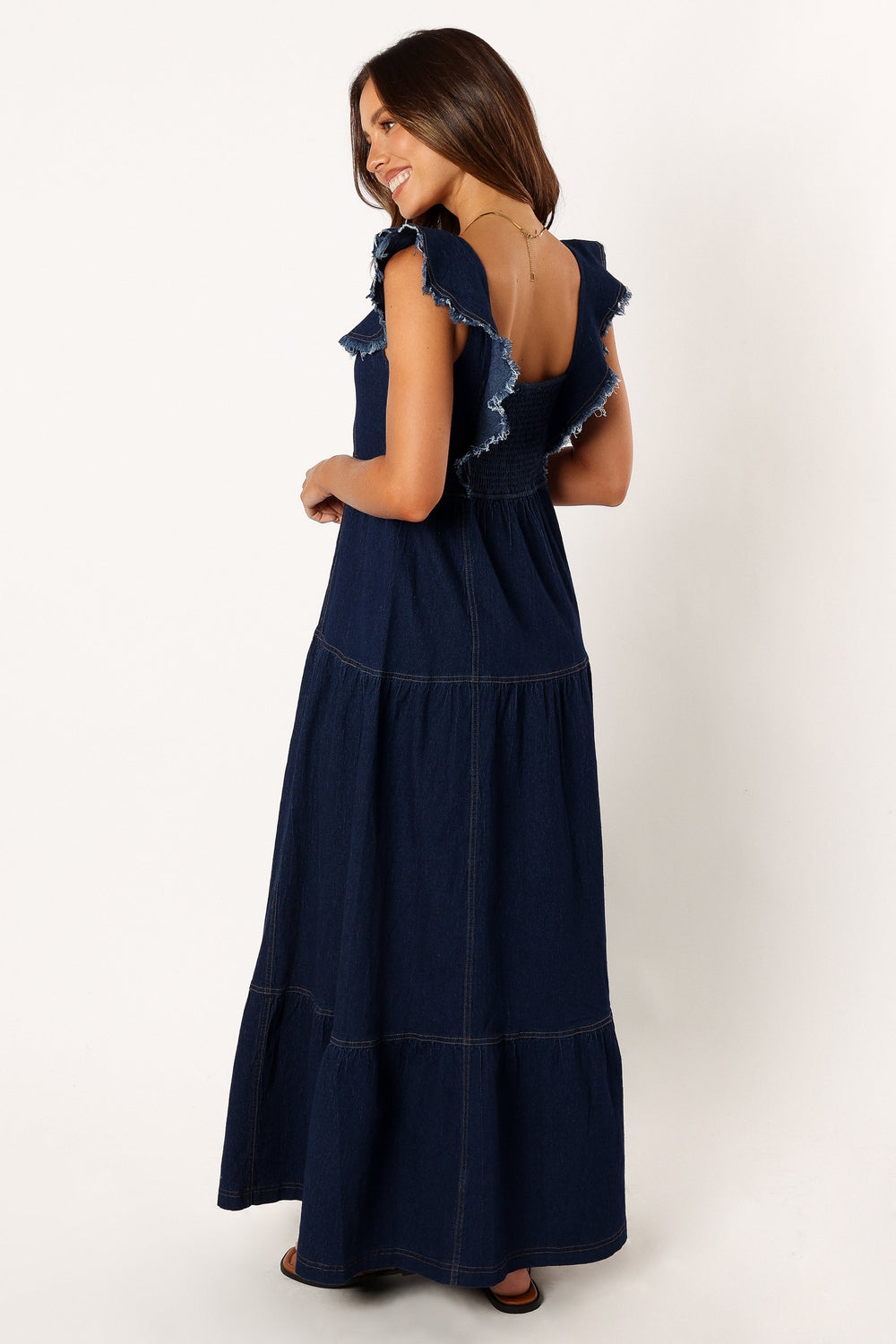 DRESSES @Fisher Frill Sleeve Maxi Dress - Dark Denim