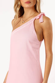 DRESSES @Fleaur One Shoulder Maxi Dress - Pink