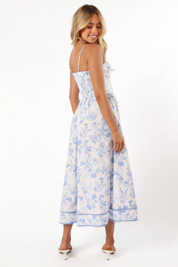 DRESSES @Flora Midi Dress - Blue Floral