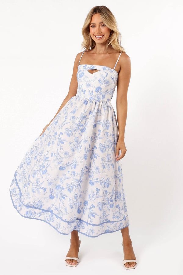 DRESSES @Flora Midi Dress - Blue Floral