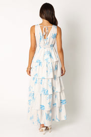 DRESSES @Flora Tiered Maxi Dress - White Floral