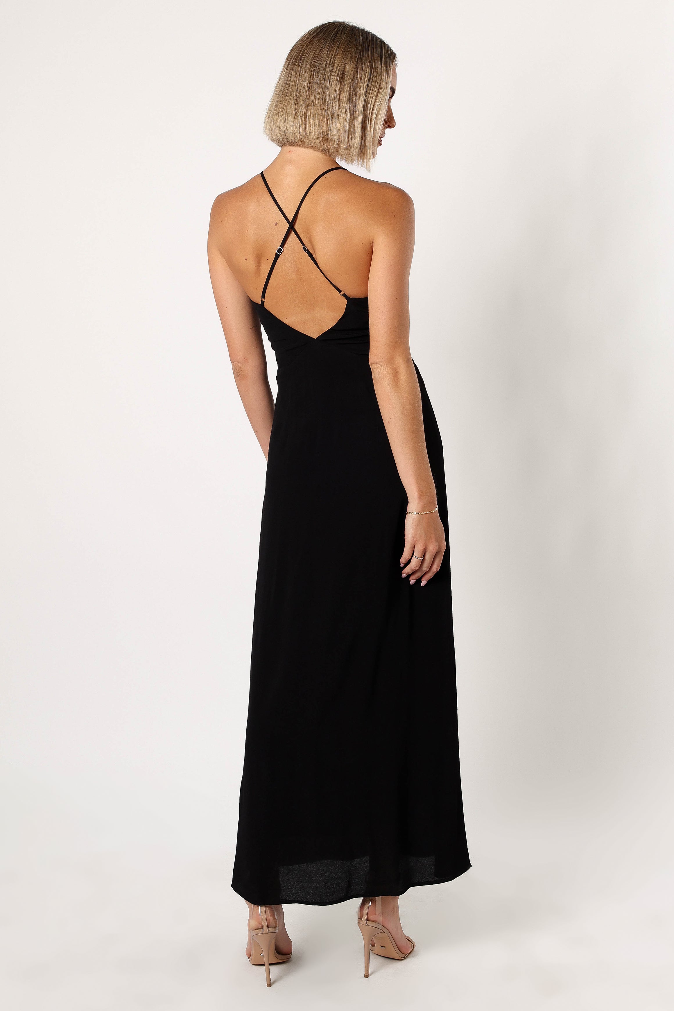 DRESSES @Florence Rosette Trim Maxi Dress - Black