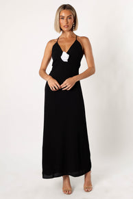 DRESSES @Florence Rosette Trim Maxi Dress - Black
