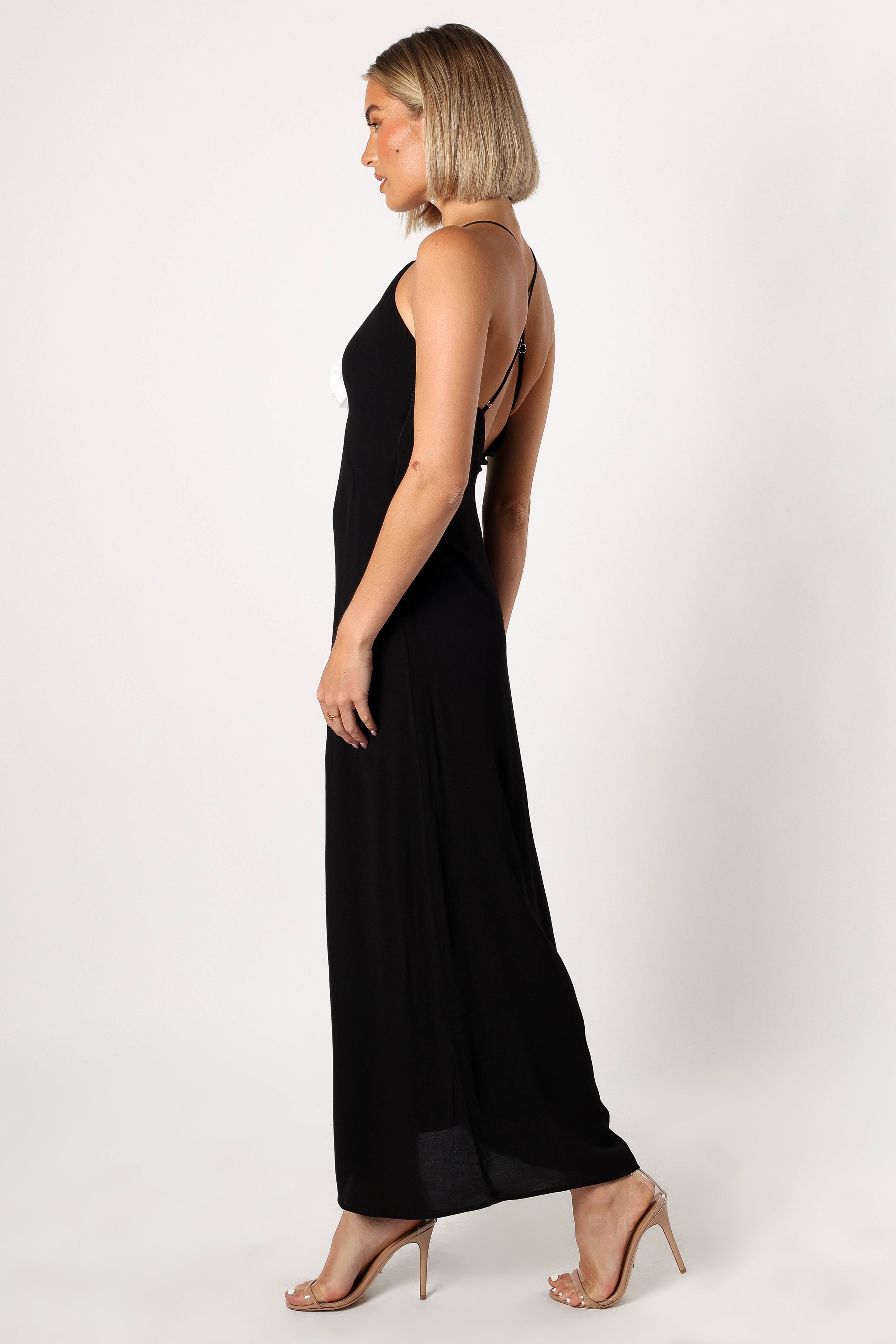 DRESSES @Florence Rosette Trim Maxi Dress - Black
