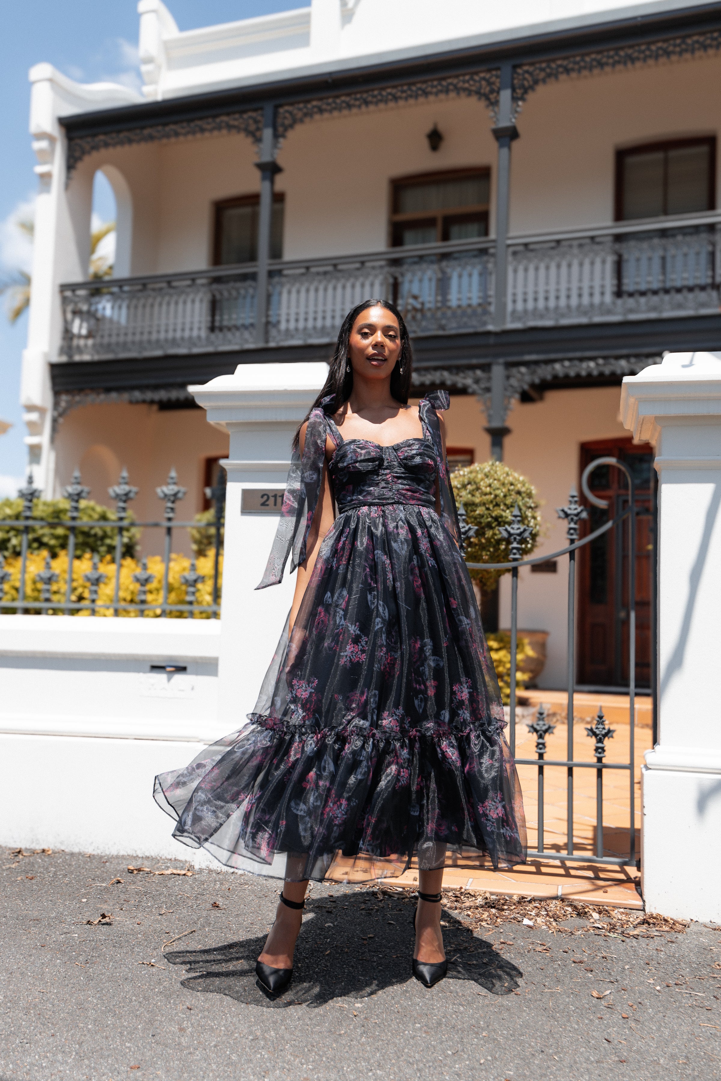 DRESSES Floret Midi Dress - Dark Floral