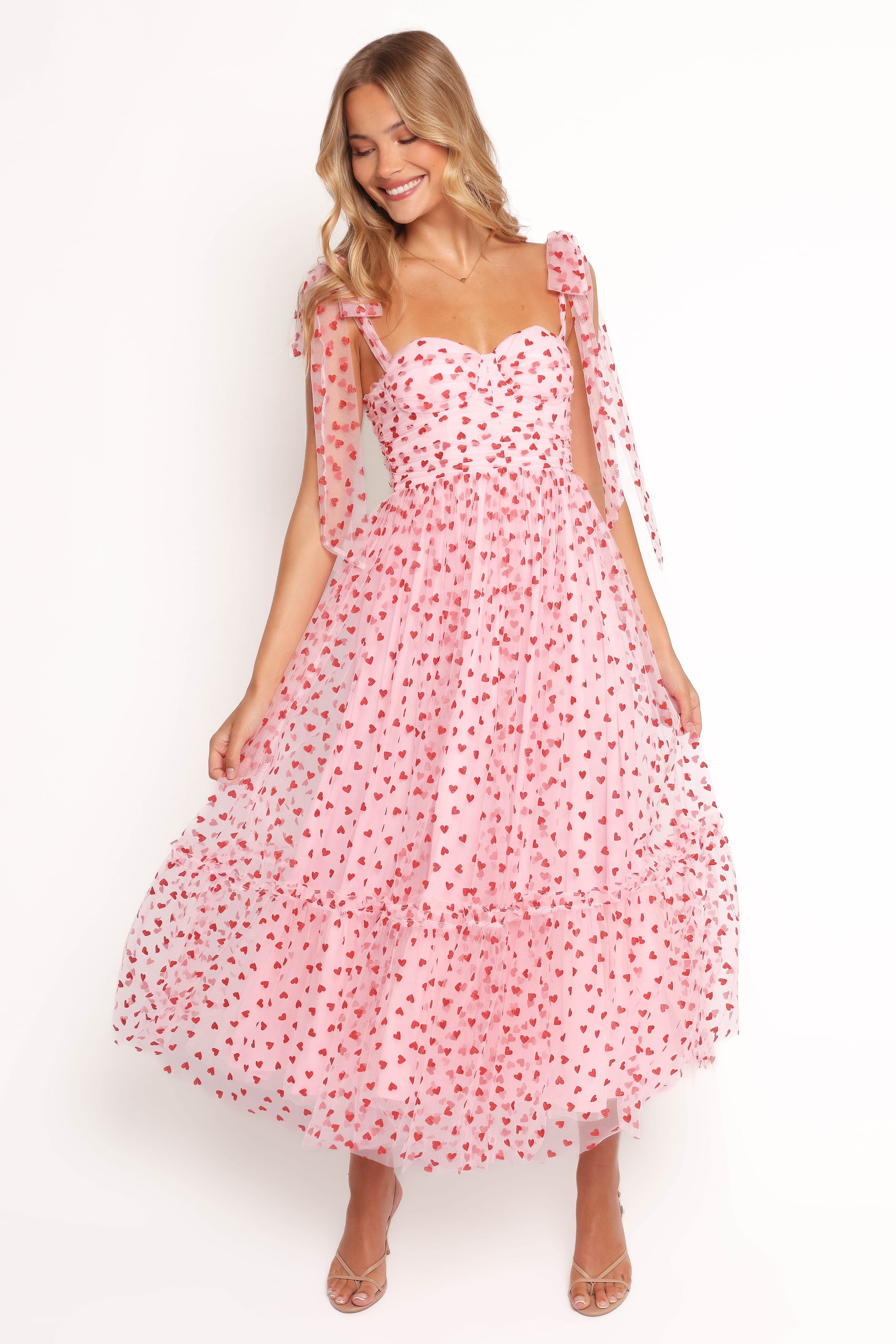 DRESSES Floret Midi Dress - Red Hearts