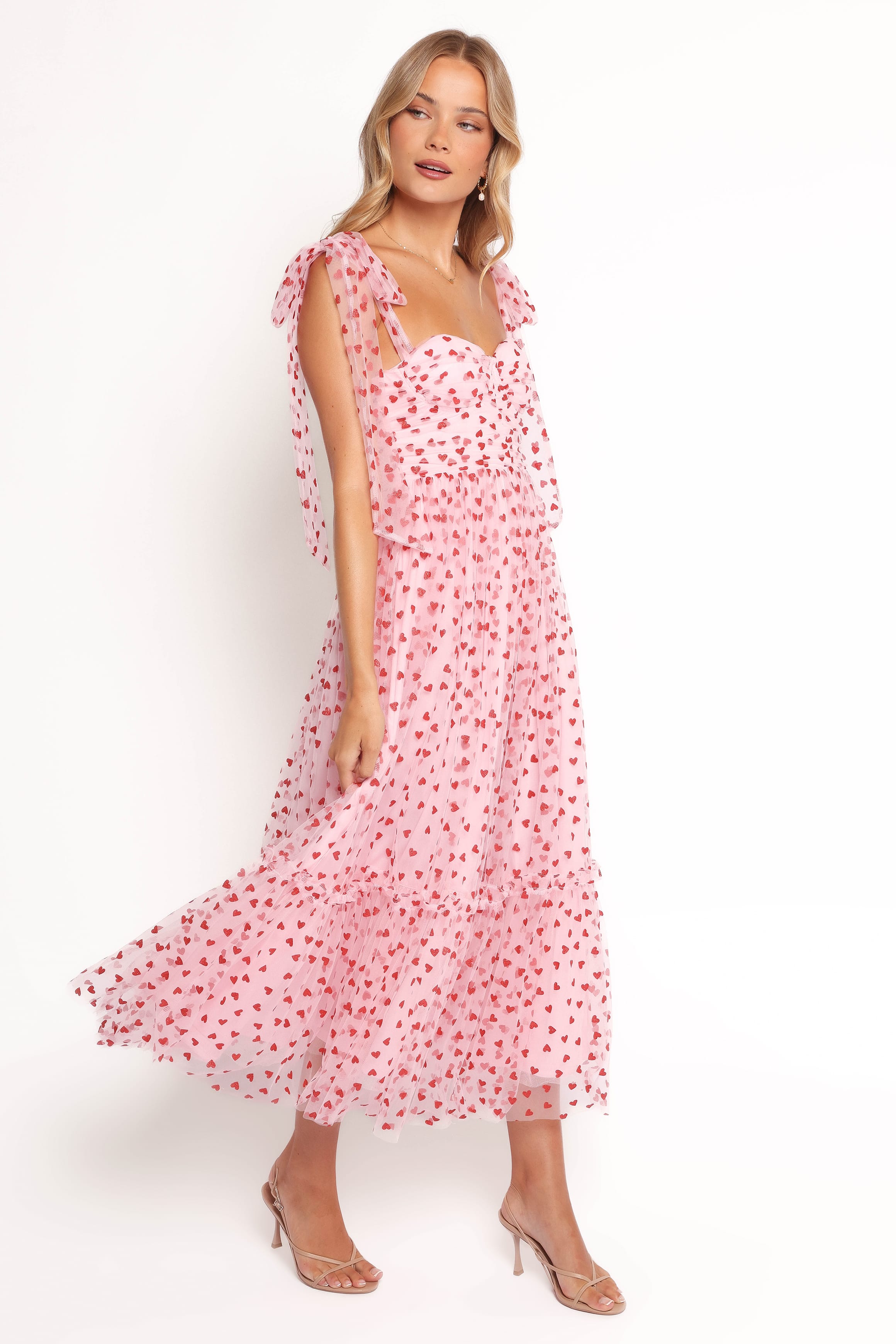 DRESSES Floret Midi Dress - Red Hearts