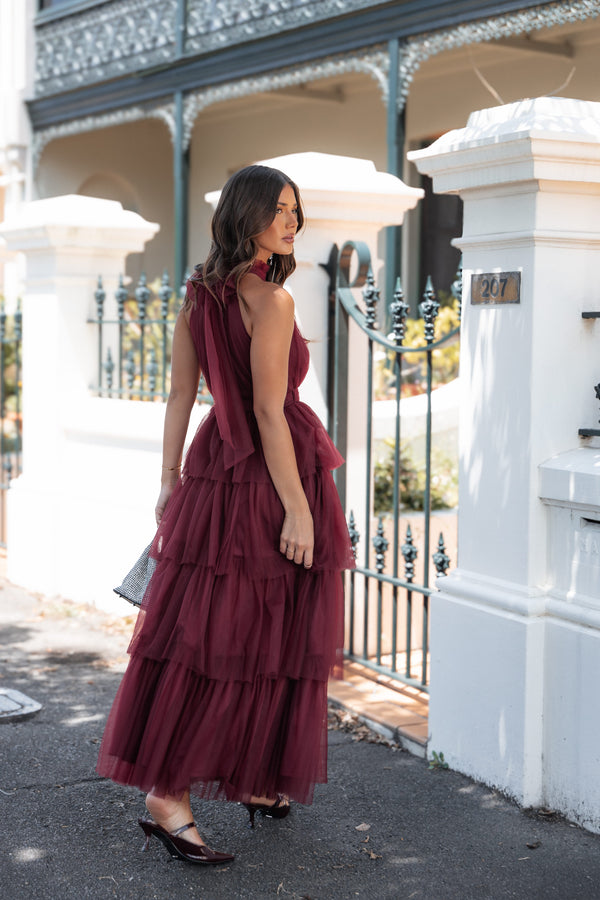 DRESSES Frances Halterneck Maxi Dress - Wine