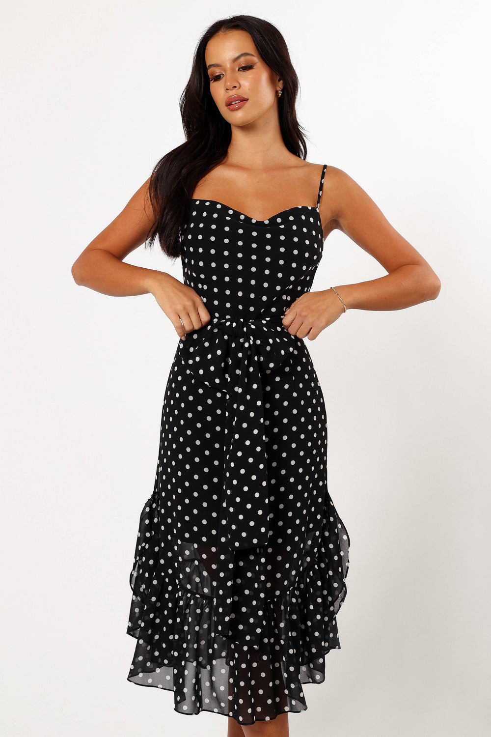 DRESSES @Francesca Midi Dress - Black Polka Dot (Hold for Euro Summer)