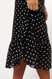 DRESSES @Francesca Midi Dress - Black Polka Dot (Hold for Euro Summer)