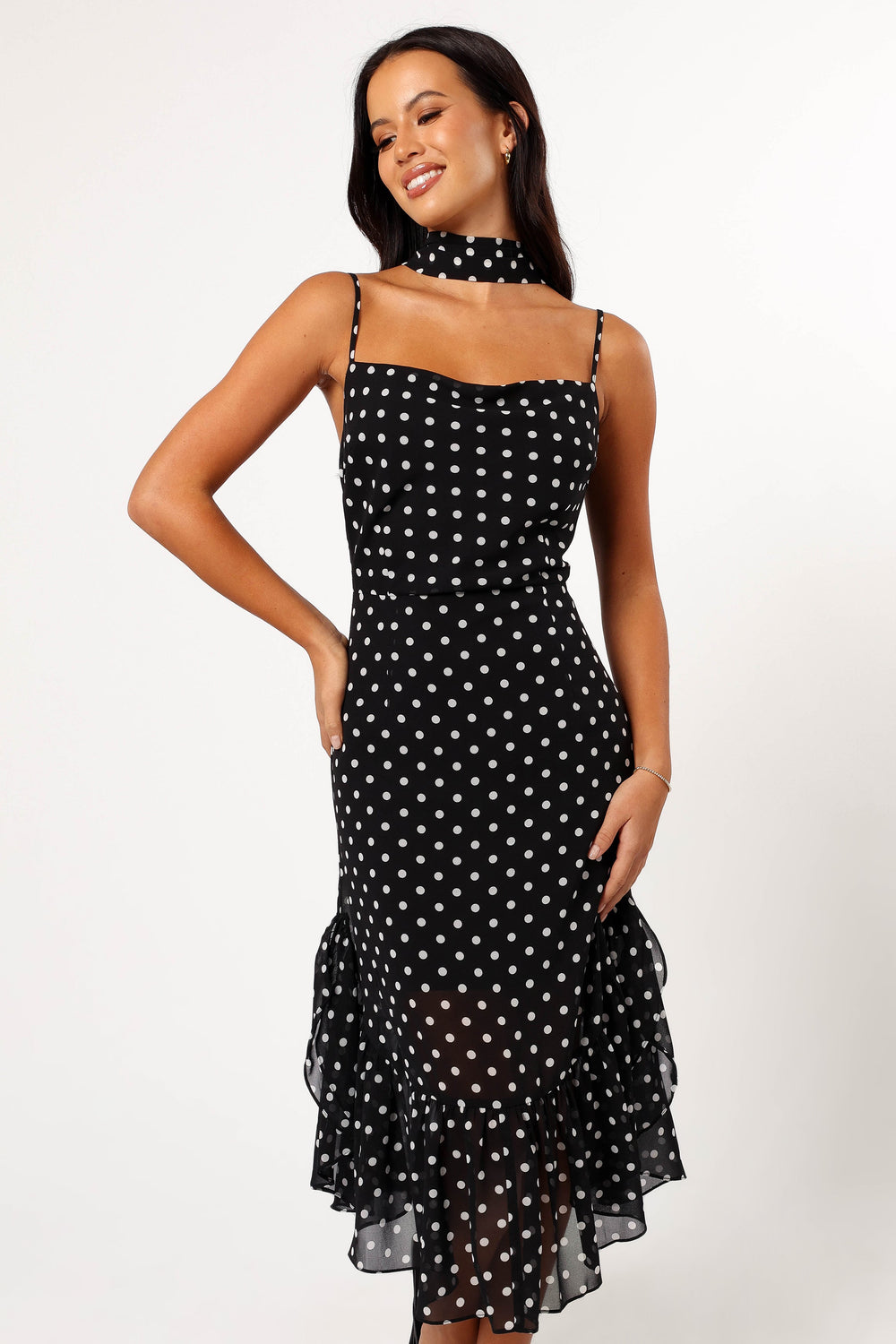 DRESSES @Francesca Midi Dress - Black Polka Dot (Hold for Euro Summer)