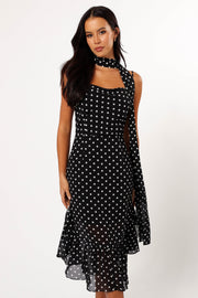 DRESSES @Francesca Midi Dress - Black Polka Dot (Hold for Euro Summer)