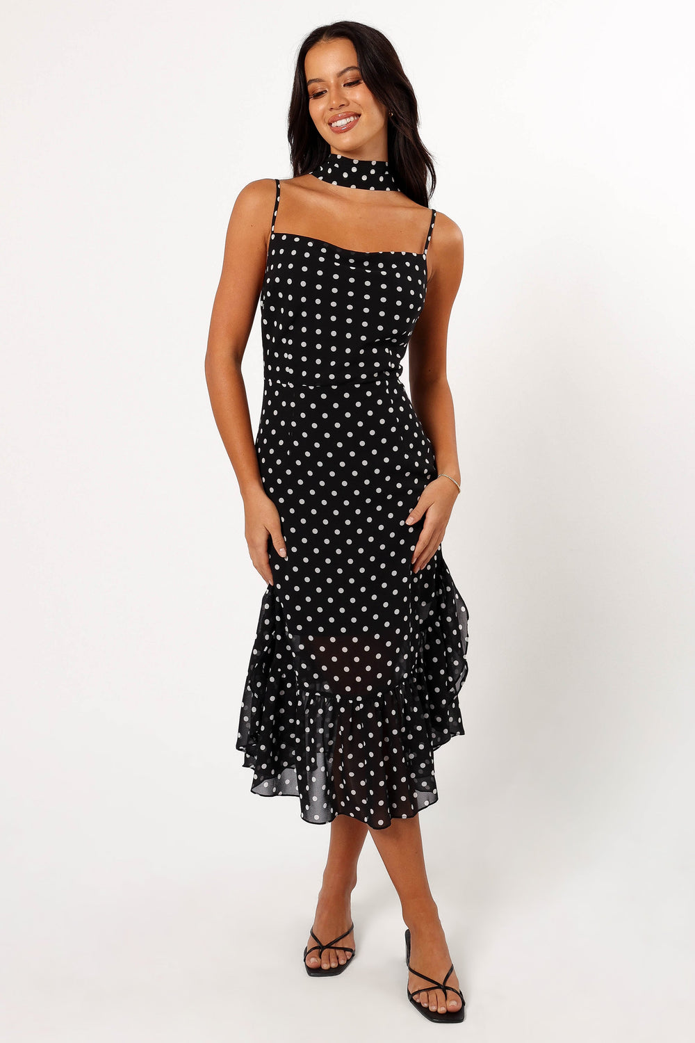 DRESSES @Francesca Midi Dress - Black Polka Dot (Hold for Euro Summer)