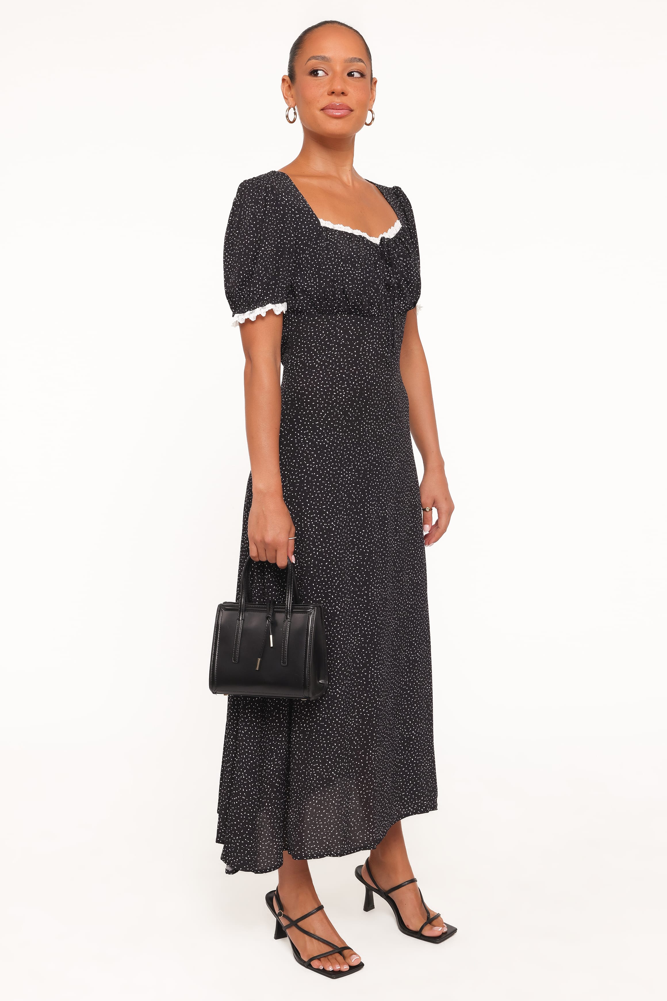 DRESSES Francine Lace Midi Dress - Black Polka Dot