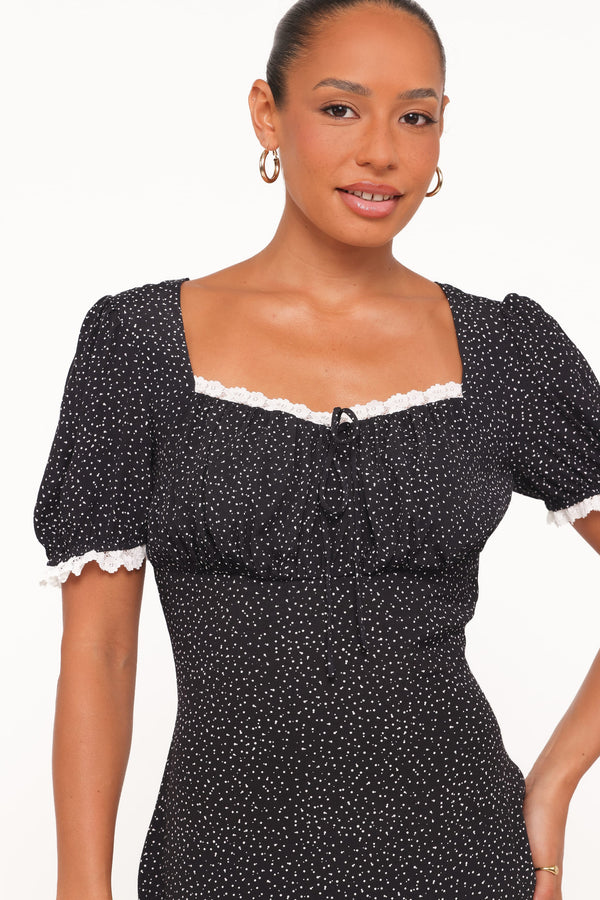 DRESSES Francine Lace Midi Dress - Black Polka Dot