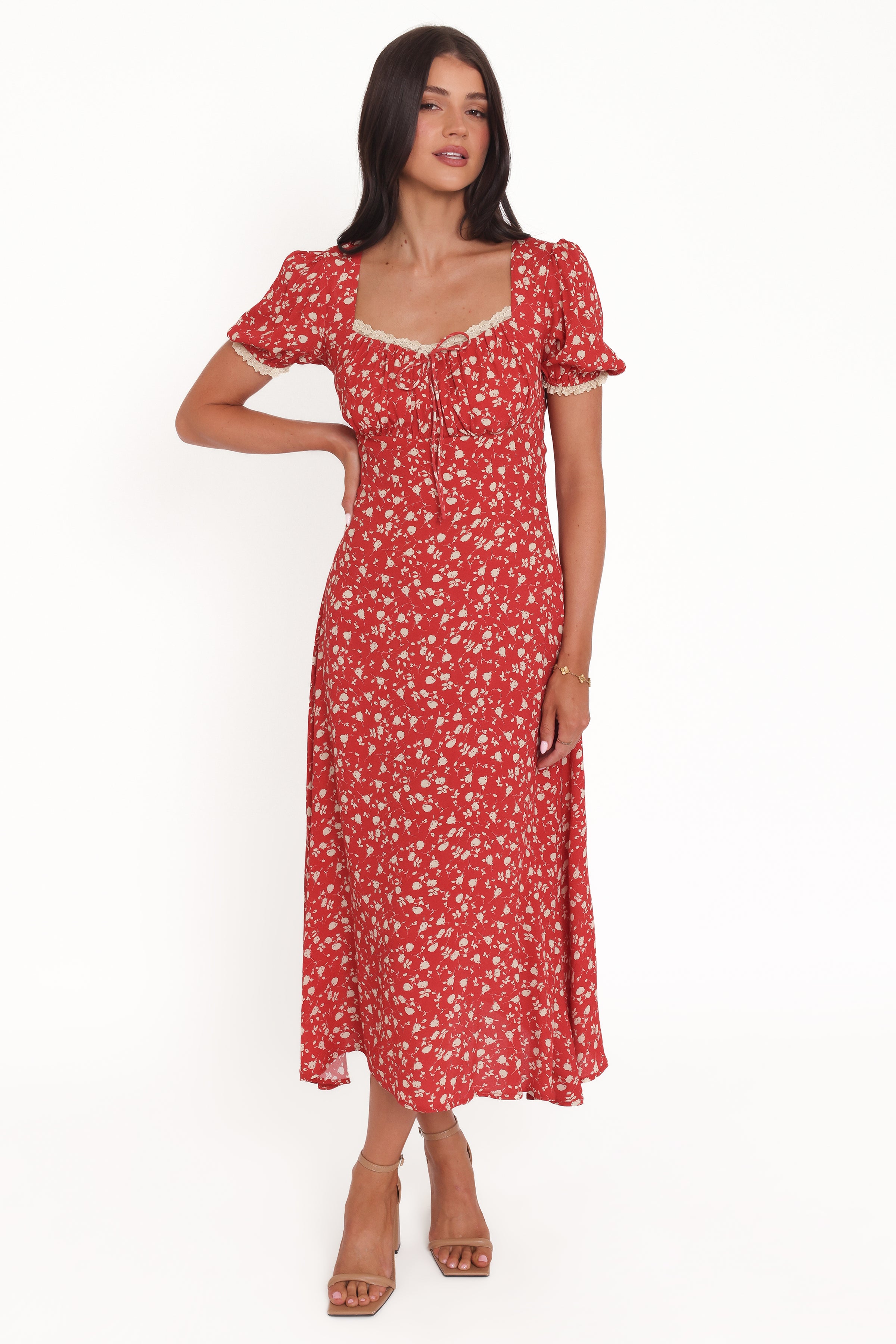 DRESSES Francine Lace Midi Dress - Red Floral