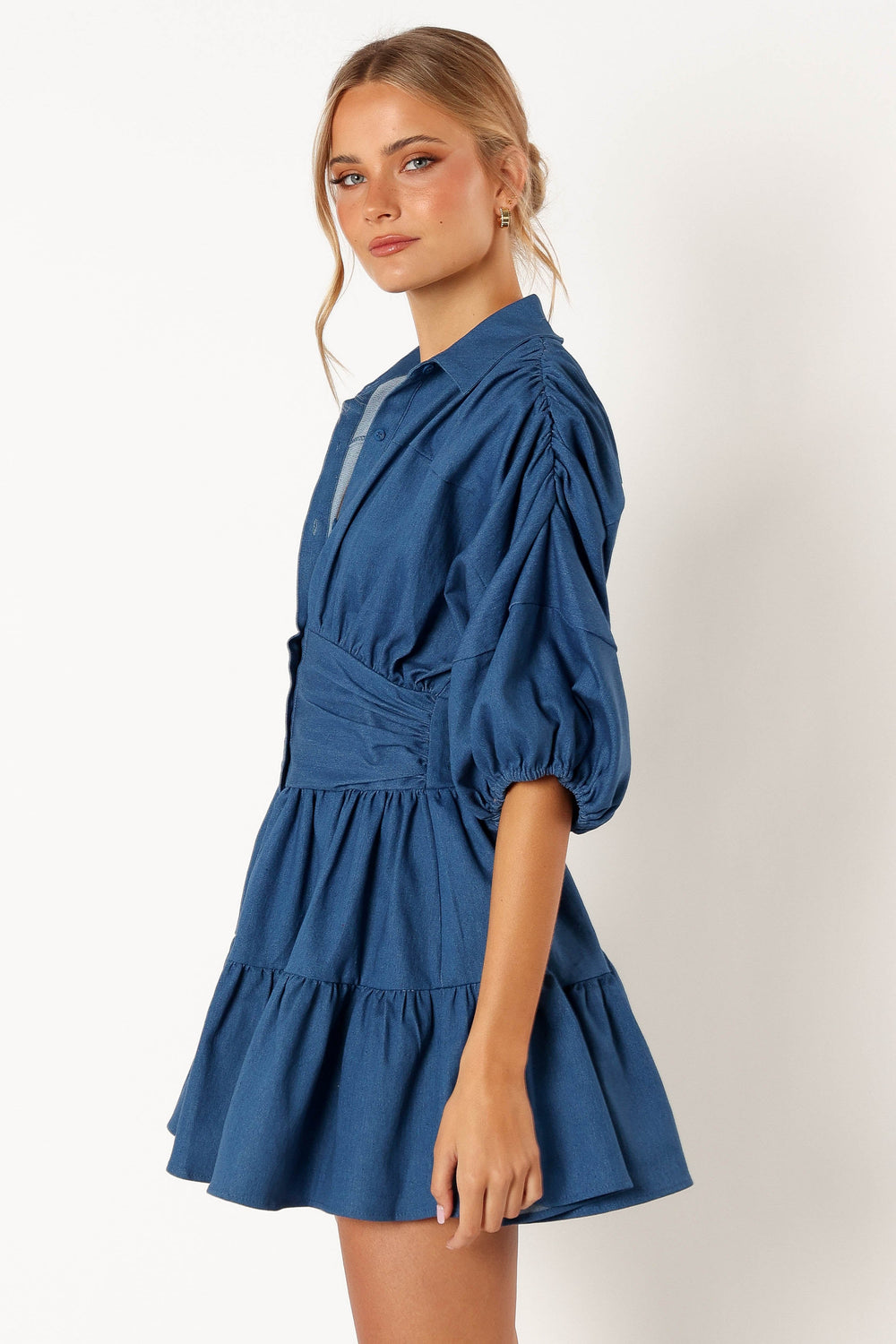 DRESSES @Francis Longsleeve Mini Dress - Blue Denim