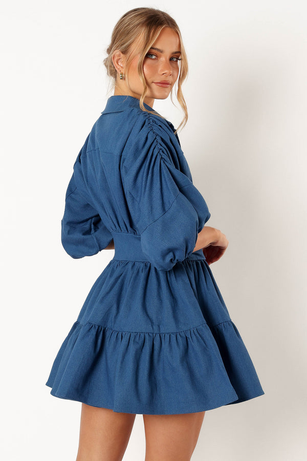 DRESSES @Francis Longsleeve Mini Dress - Blue Denim