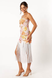 DRESSES @Frank Fringe Midi Dress - Floral