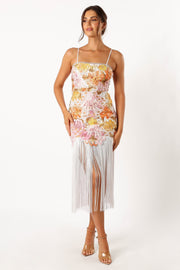 DRESSES @Frank Fringe Midi Dress - Floral