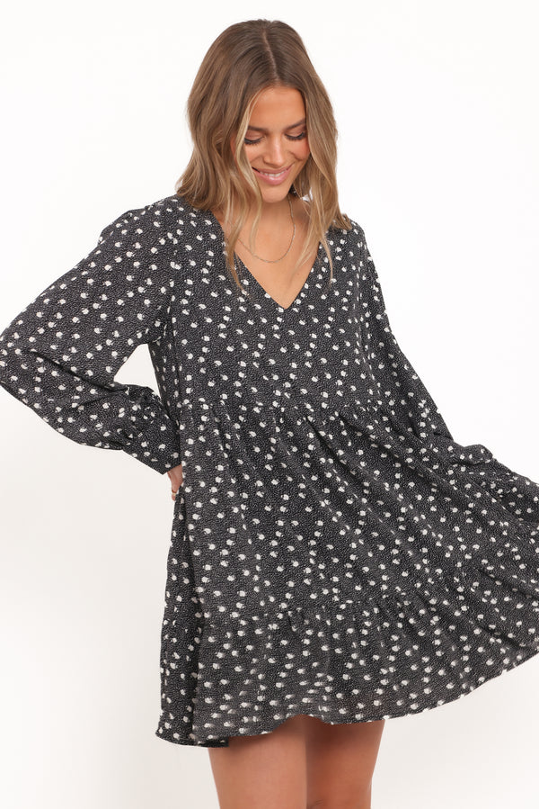 DRESSES Frankie Long Sleeve Mini Dress - Black Floral