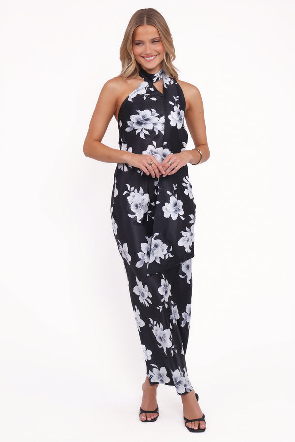 DRESSES Freida Halter Midi Dress - Black Floral