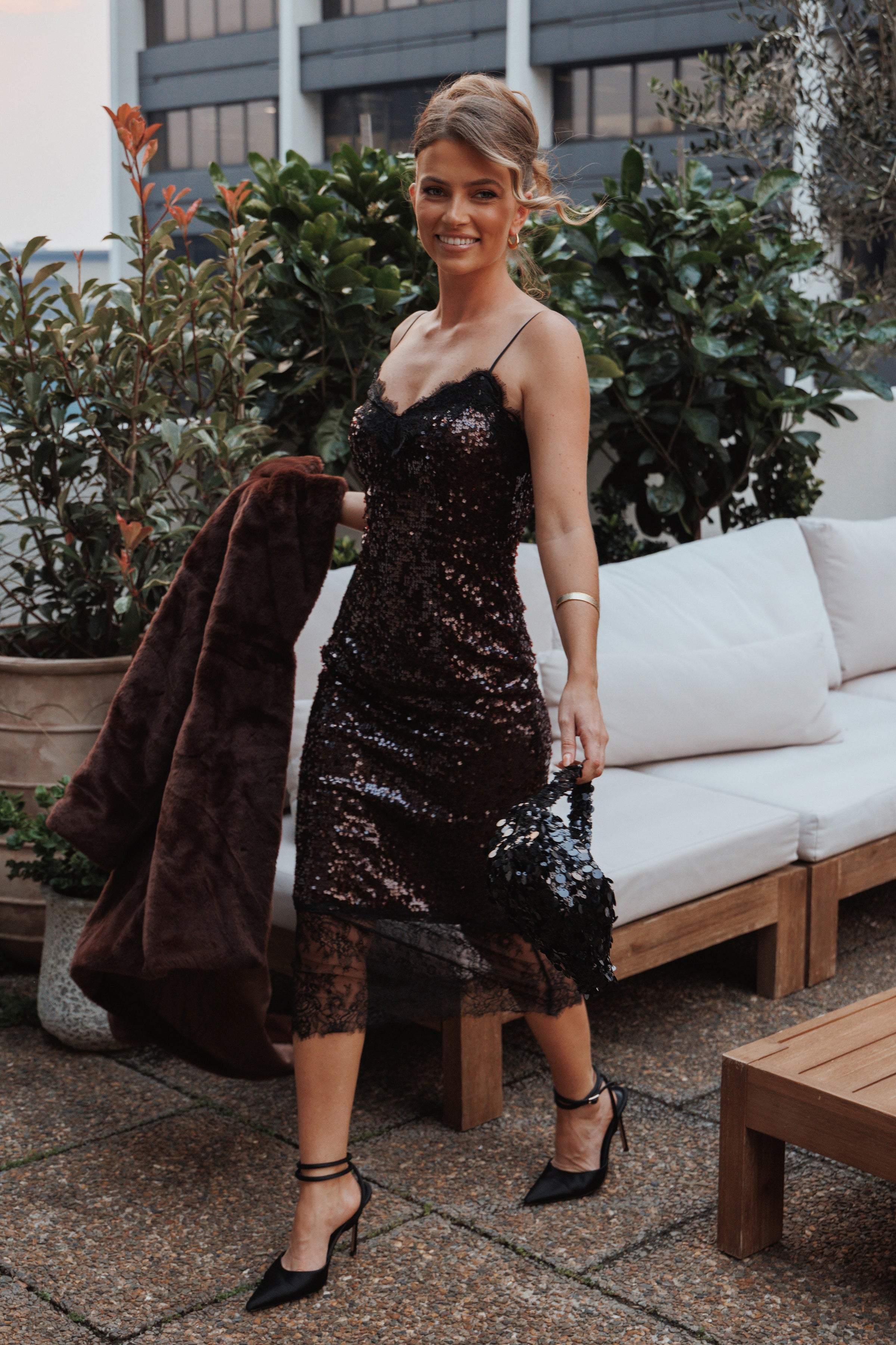 DRESSES Frida Lace Midi Dress - Burgundy