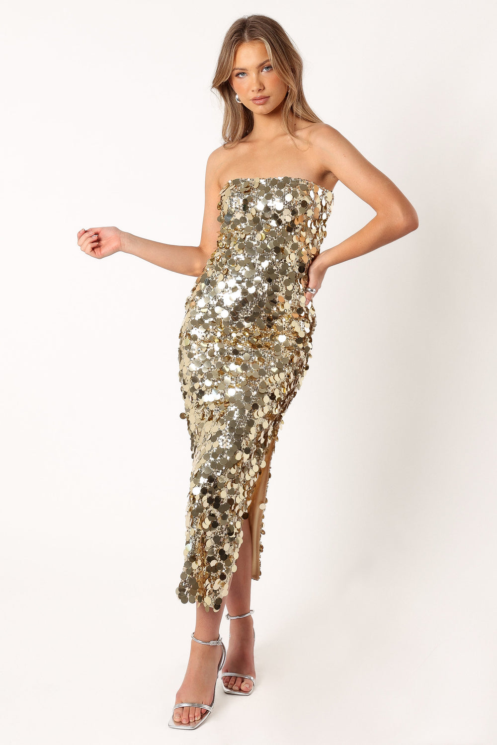 Ciara Maxi Dress - Gold Sequin – Thats So Fetch AU