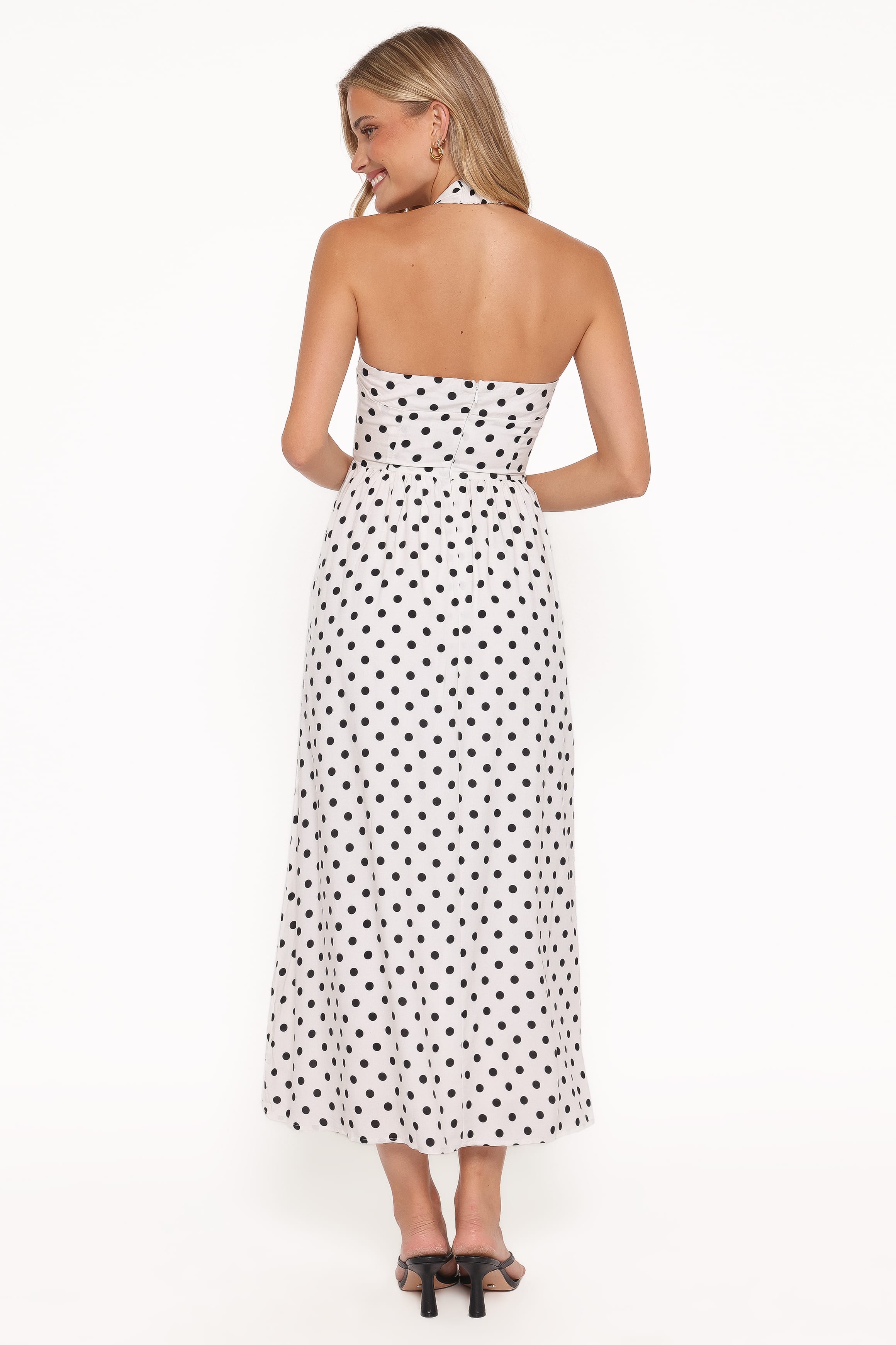 DRESSES Gemini Halterneck Maxi Dress - White Polka Dot