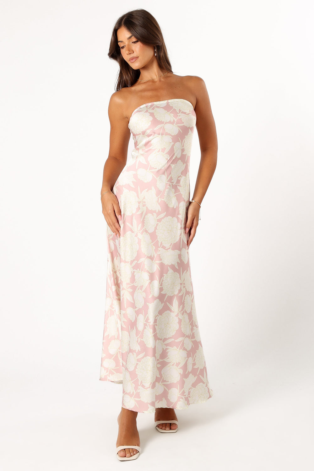 DRESSES @Gemma Strapless Maxi Dress - Pink Floral