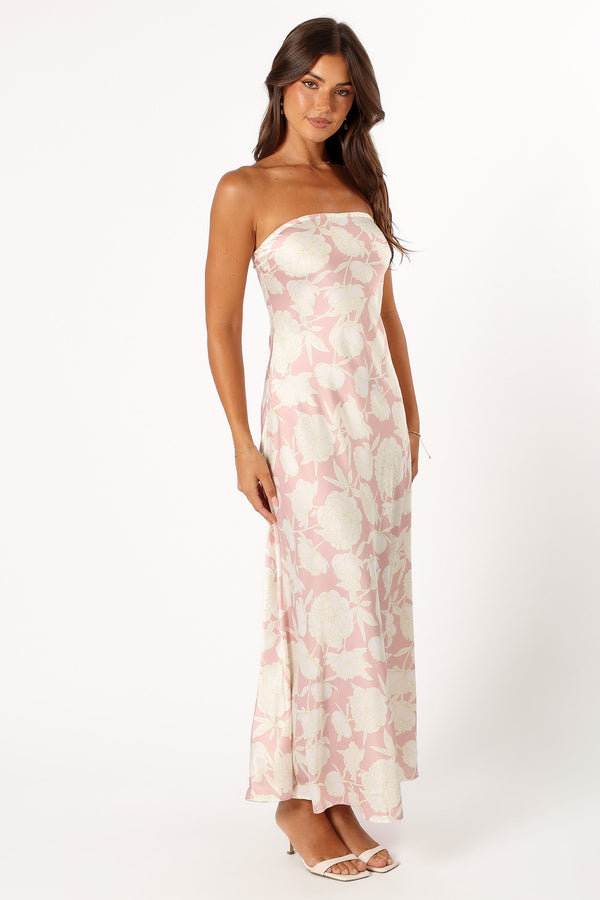 DRESSES @Gemma Strapless Maxi Dress - Pink Floral