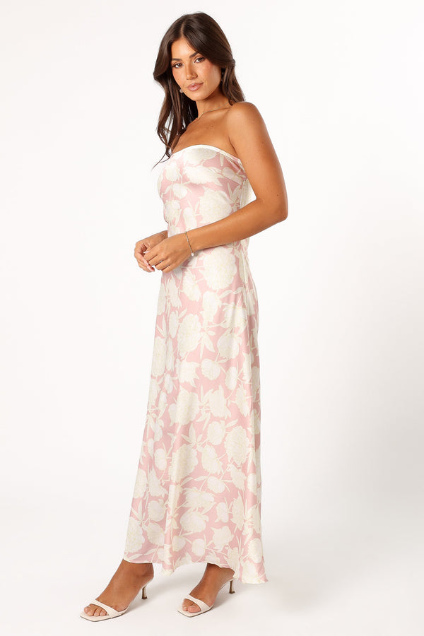 DRESSES @Gemma Strapless Maxi Dress - Pink Floral