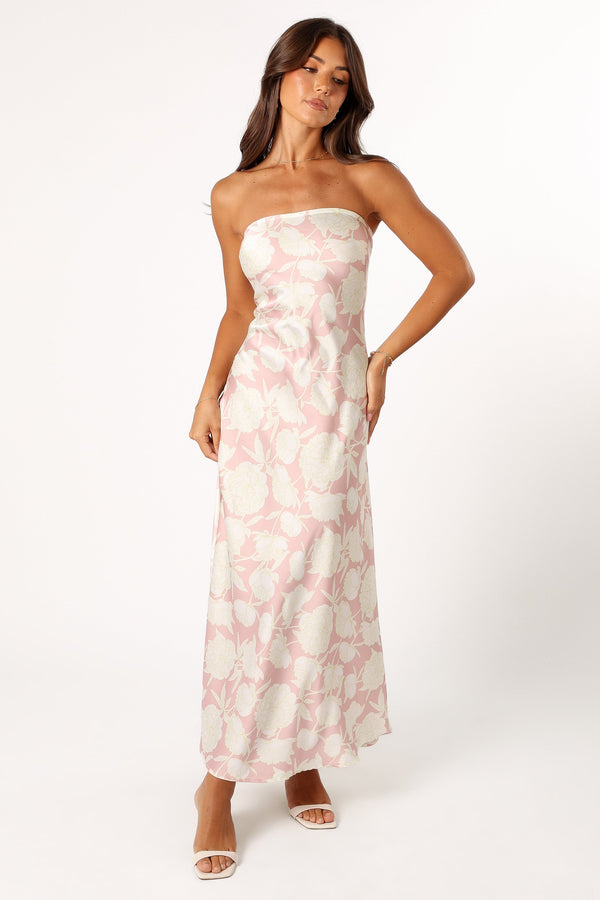 DRESSES @Gemma Strapless Maxi Dress - Pink Floral