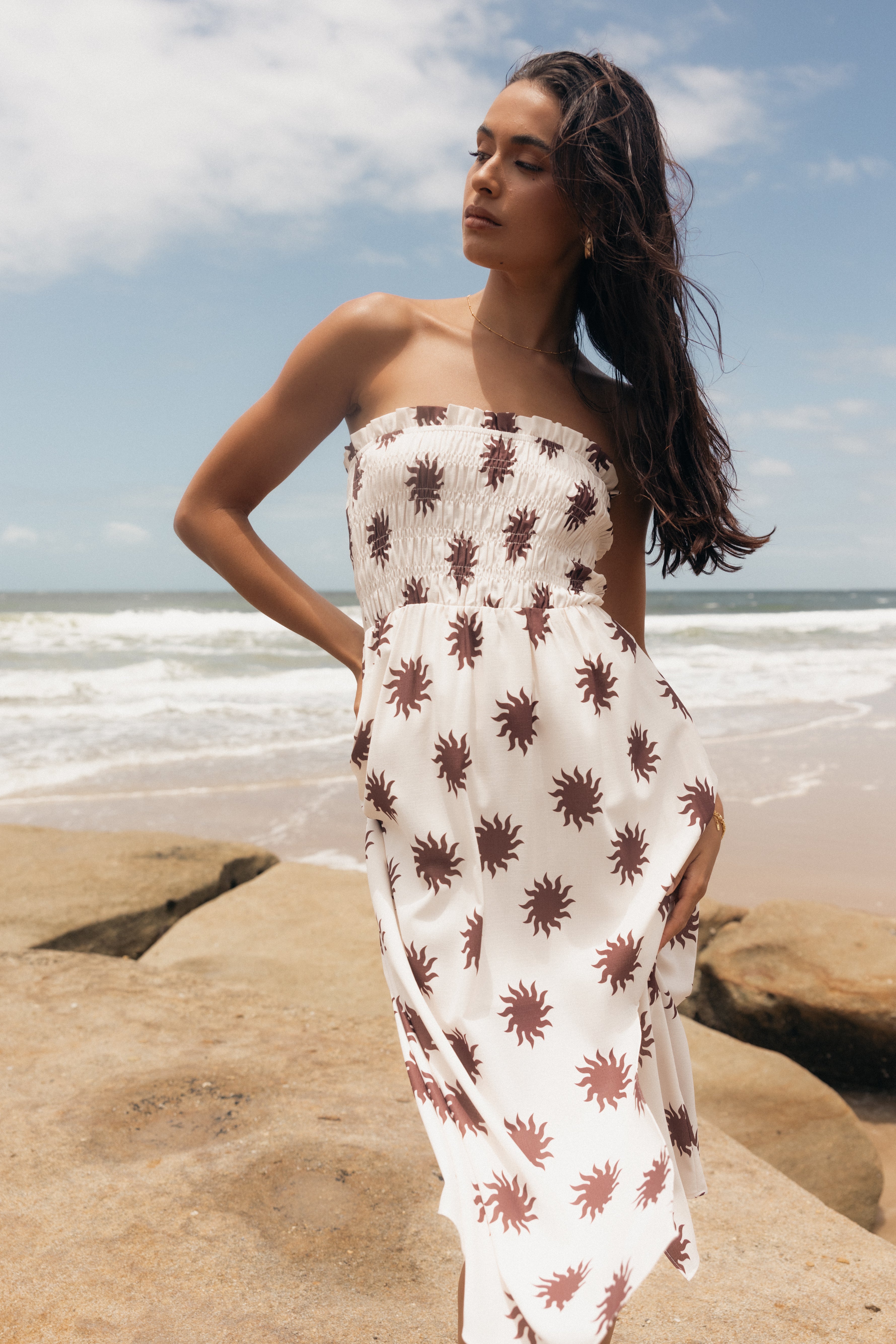 DRESSES Gene Strapless Midi Dress - Cream