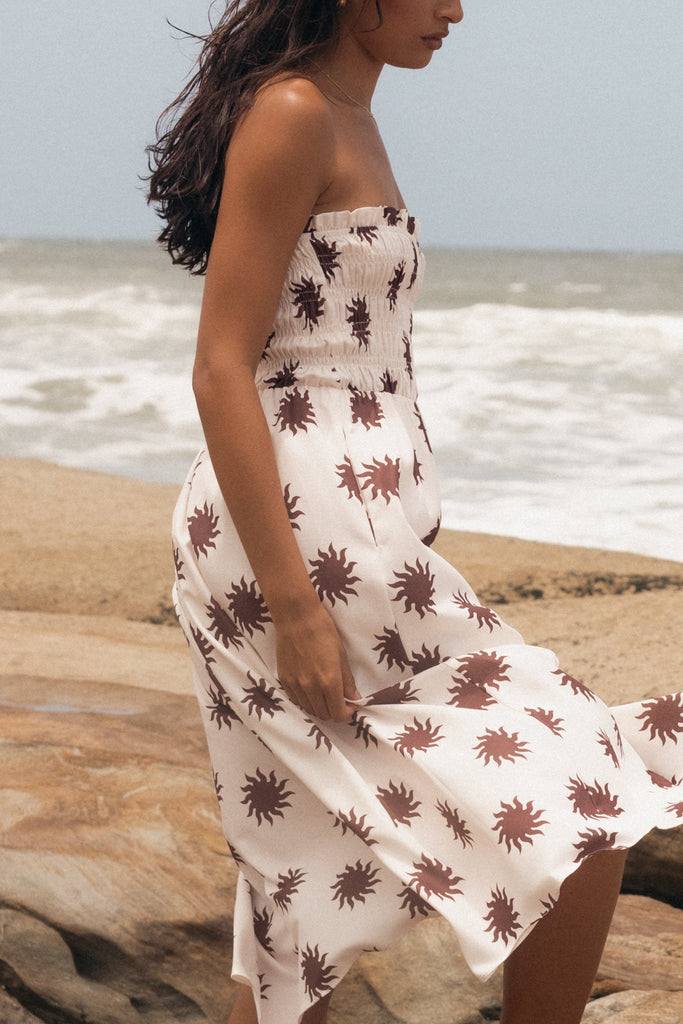 Harriet Strapless Midi Dress - Malta Print