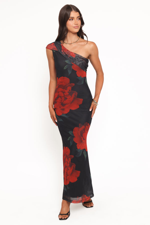 DRESSES Gerri Off Shoulder Maxi Dress - Black Floral