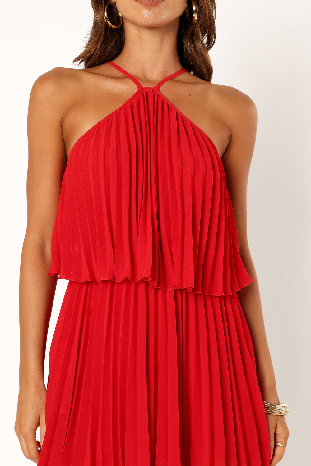 DRESSES Gia Pleated Halterneck Mini Dress - Red
