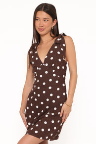 DRESSES Giada Mini Dress - Brown Polka Dot