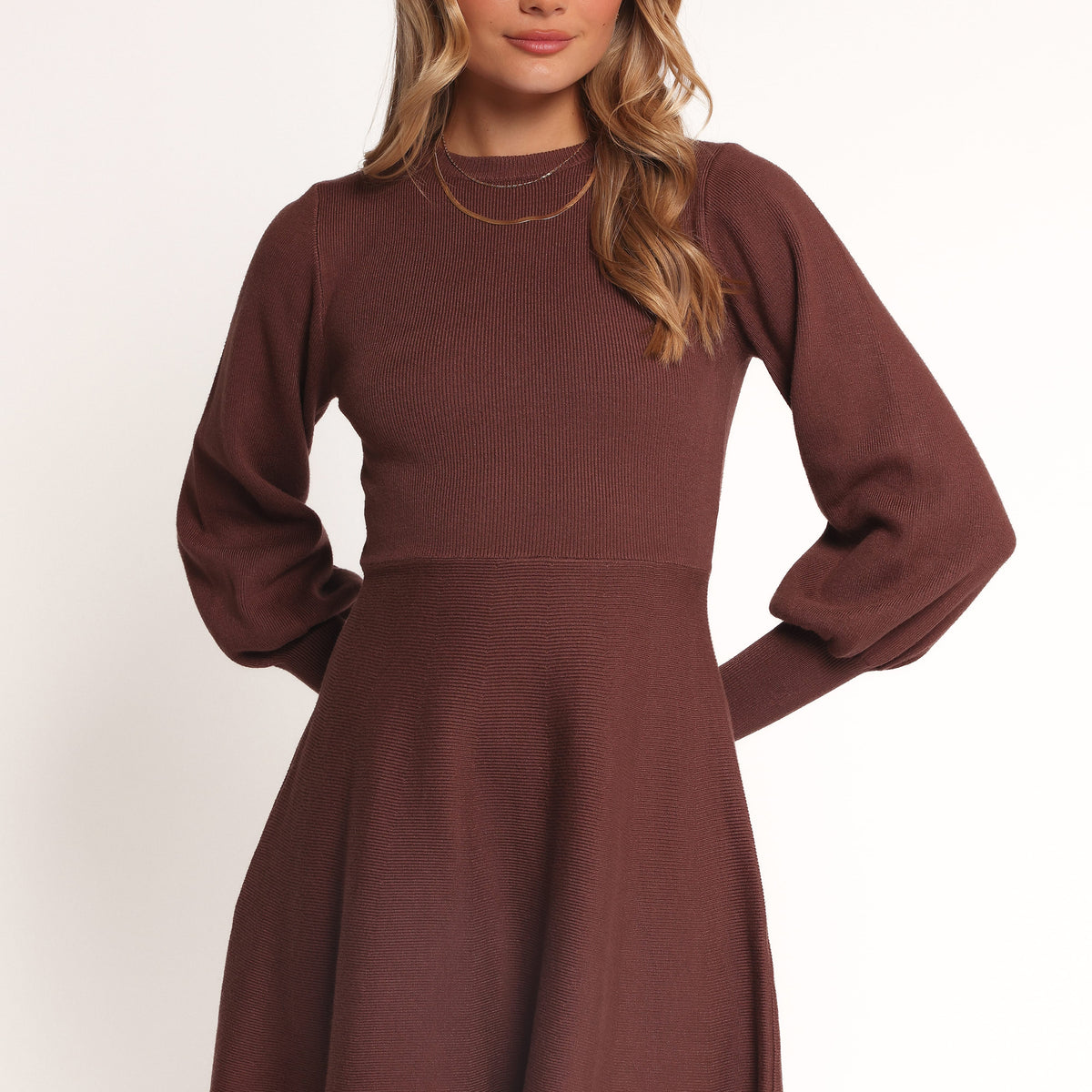 Gigi Long Sleeve Mini Dress - Brown
