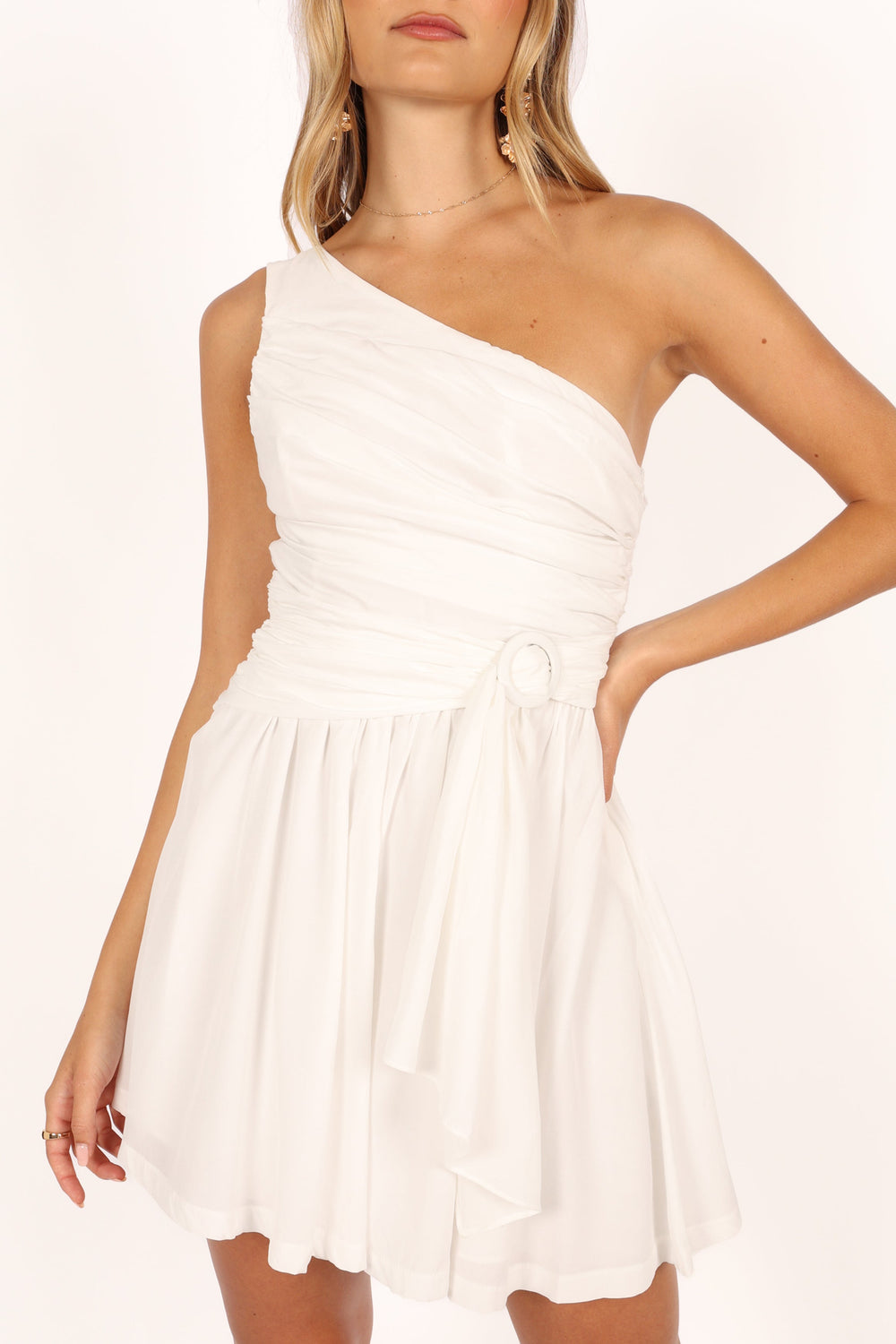DRESSES @Gilbert One Shoulder Mini Dress - White