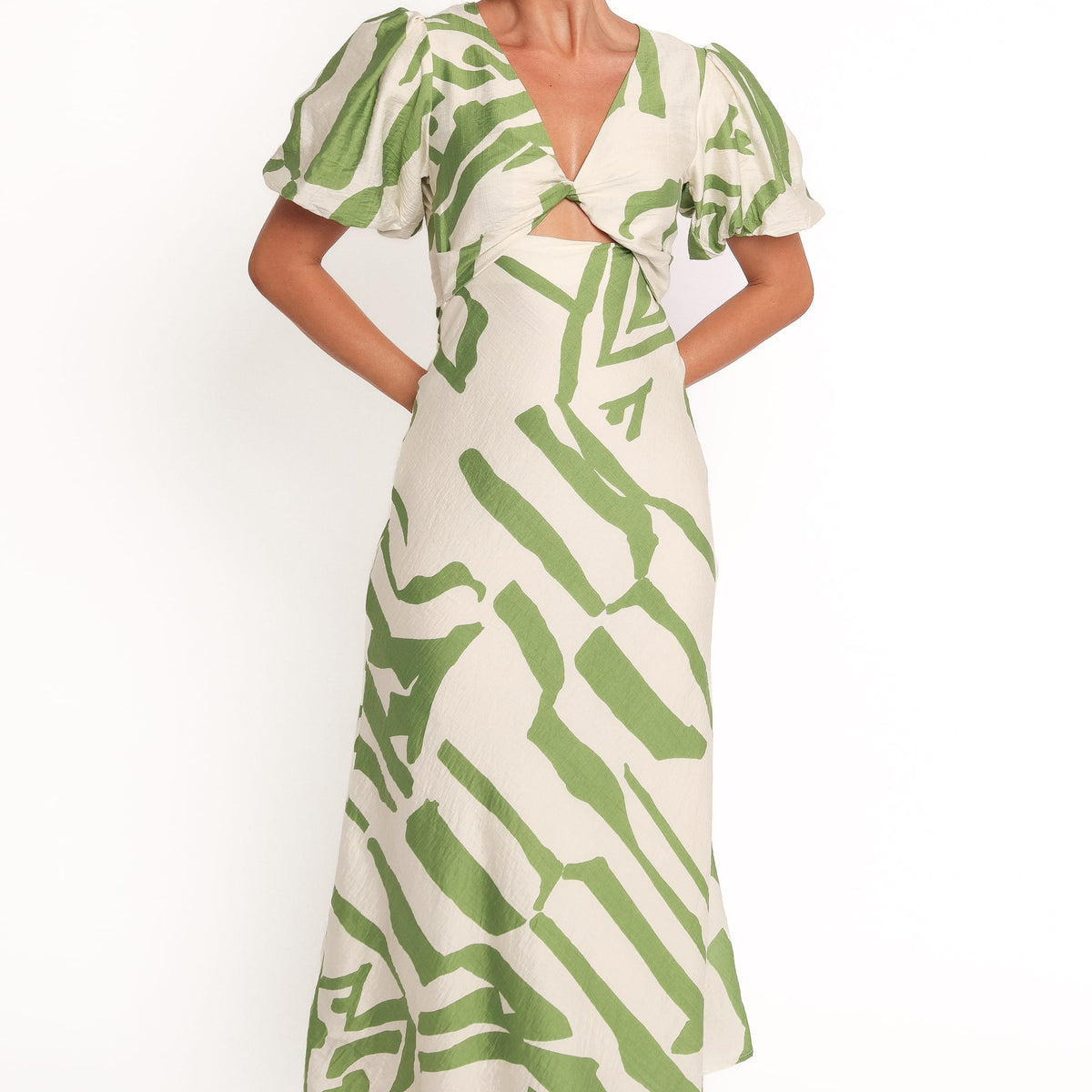 green and cream dress Ginevra Maxi Dress - Cream/Green
