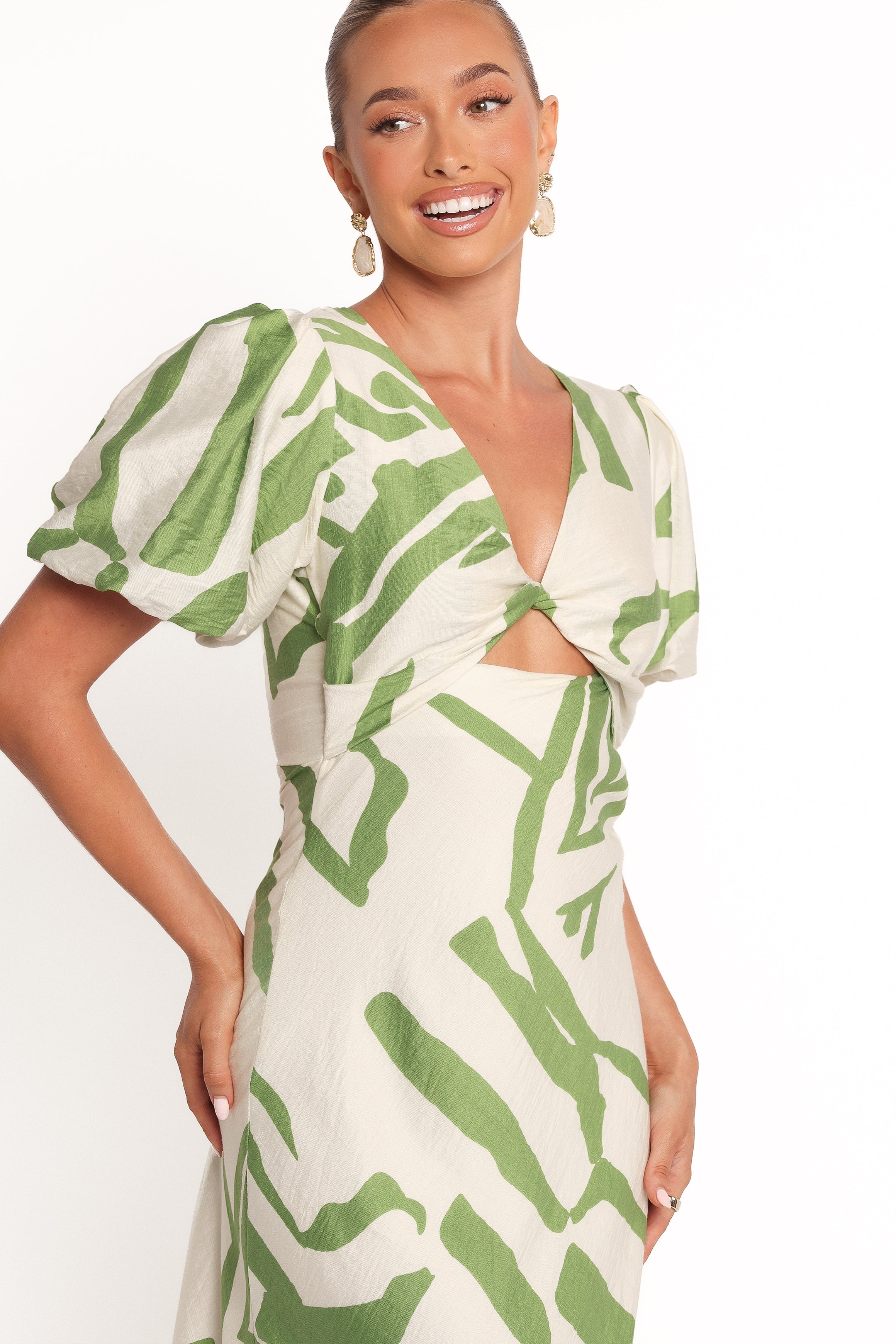 DRESSES Ginevra Maxi Dress - Cream/Green